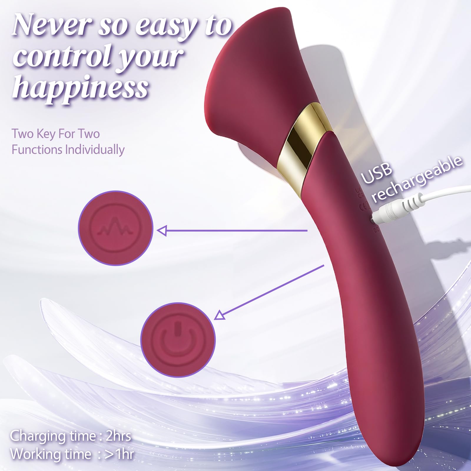 TongueRush Tongue & G-Zone Massager Dual Motor Wand Solo