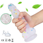 5.5 in Jelly Particles Rainbow Transparent Realistic Dildo With Suction Cup