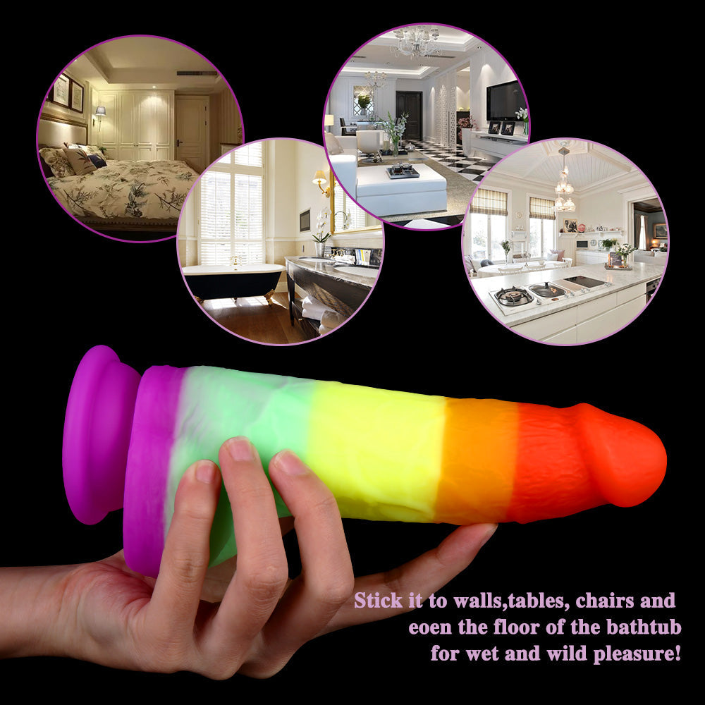 Rainbow Dildo Realistic Silicone Suction Cups Allovers Dildo – product view 3