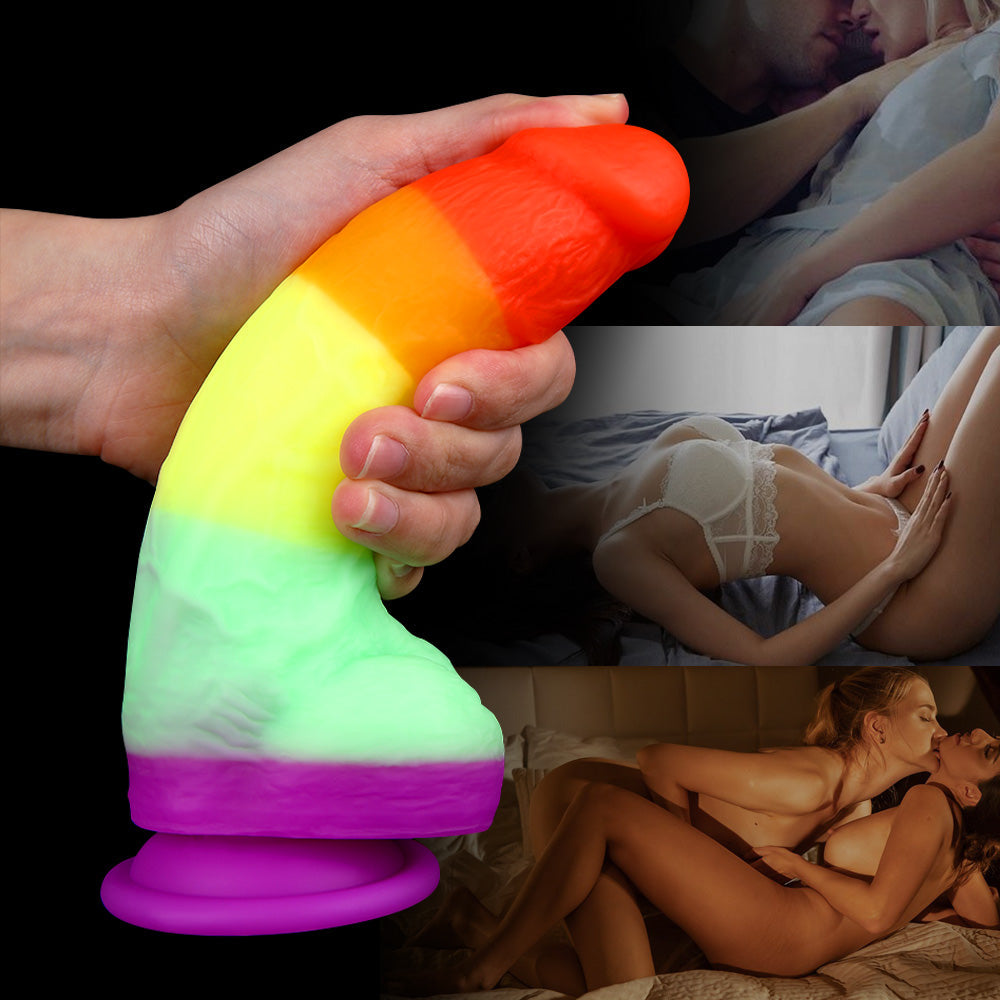 Rainbow Dildo Realistic Silicone Suction Cups Allovers Dildo – product view 7
