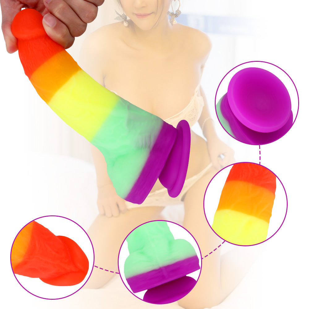 Rainbow Dildo Realistic Silicone Suction Cups Allovers Dildo – product view 8