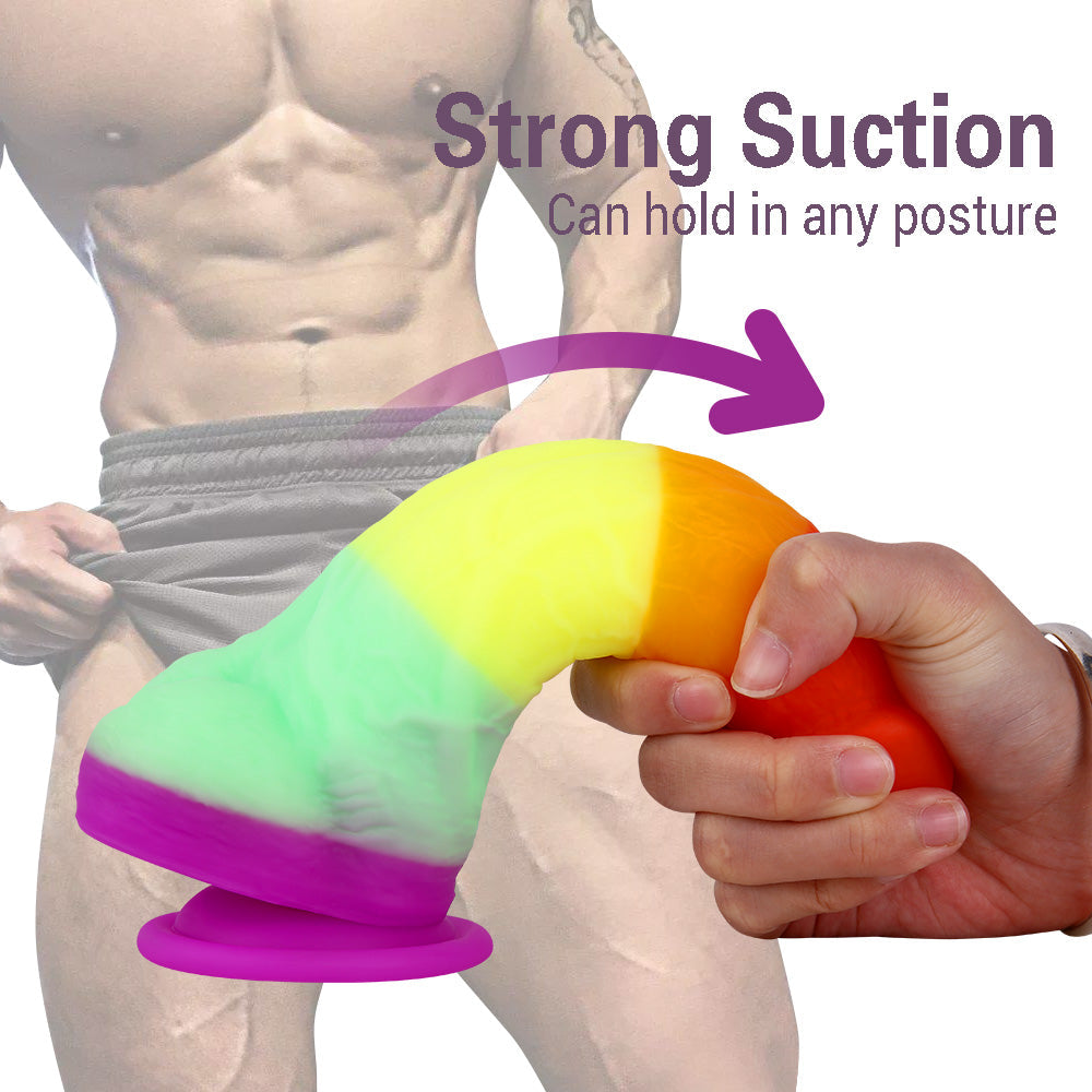 Rainbow Dildo Realistic Silicone Suction Cups Allovers Dildo – product view 6