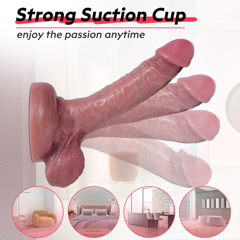 6.9 Inch & 6.7 Inch& 6.3 Inch Realistic Dark Brown Dildo Double Silicone Sucker Allovers Dildo