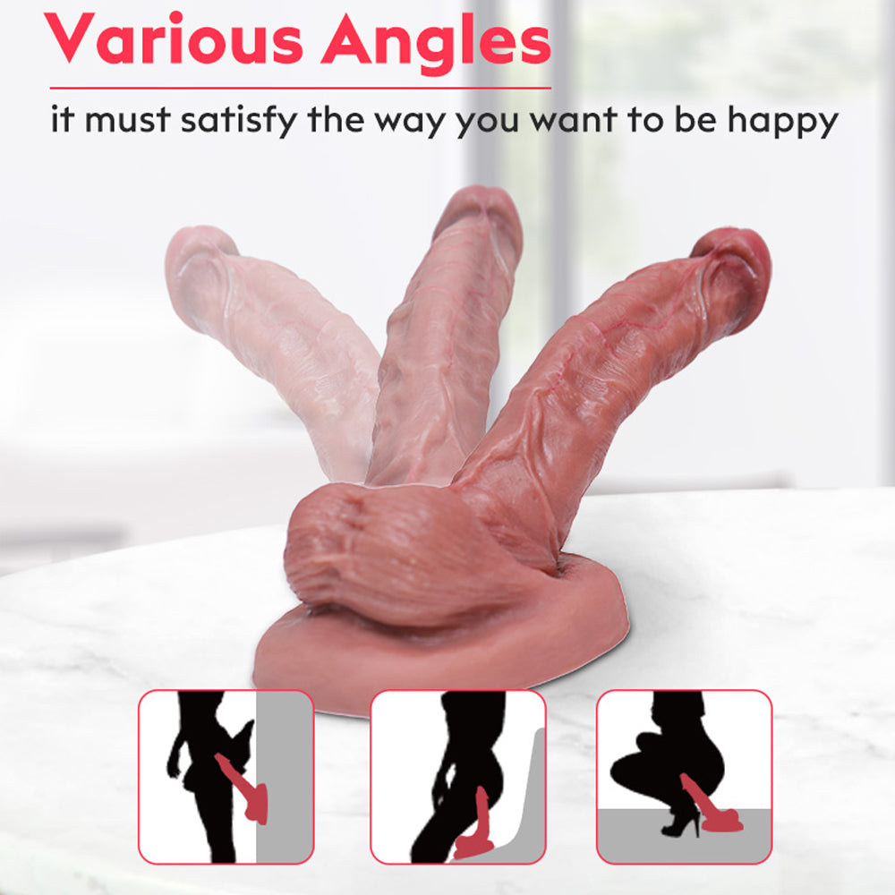 8.3 Inch Thickened Suction Silicone Dildo Free Bending Allovers Dildo