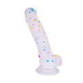 5.5 in Jelly Particles Rainbow Transparent Realistic Dildo With Suction Cup