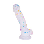 5.5 in Jelly Particles Rainbow Transparent Realistic Dildo With Suction Cup