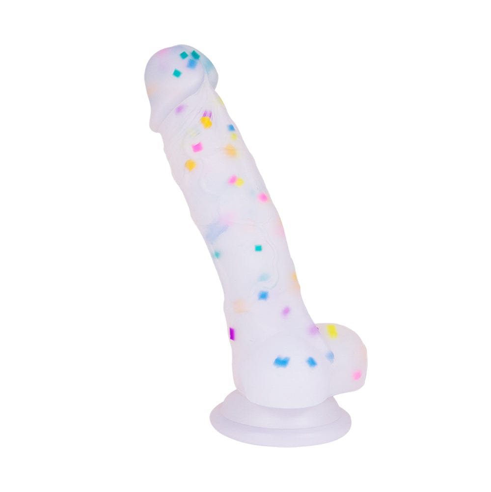 5.5 in Jelly Particles Rainbow Transparent Realistic Dildo With Suction Cup