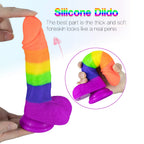 Rainbow Dildo | Silicone Suction Cups Allovers Thrusting Dildo – product view 4