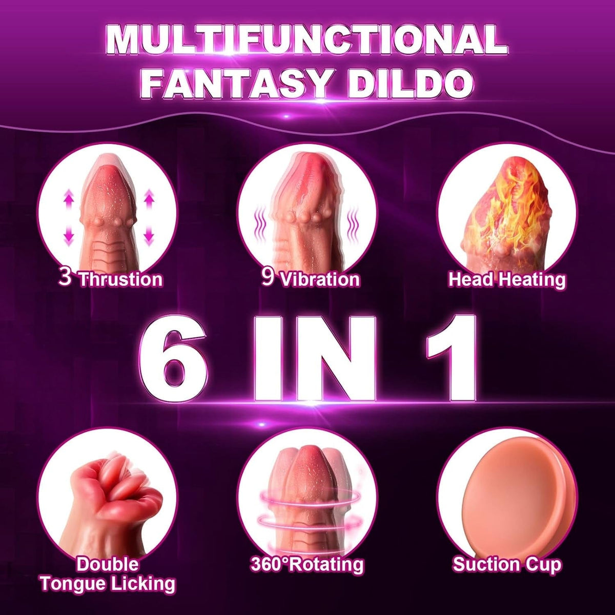 7.4 in Snake Warrior Thrusting Rotation Swinging Dildo Vibrator With Remote