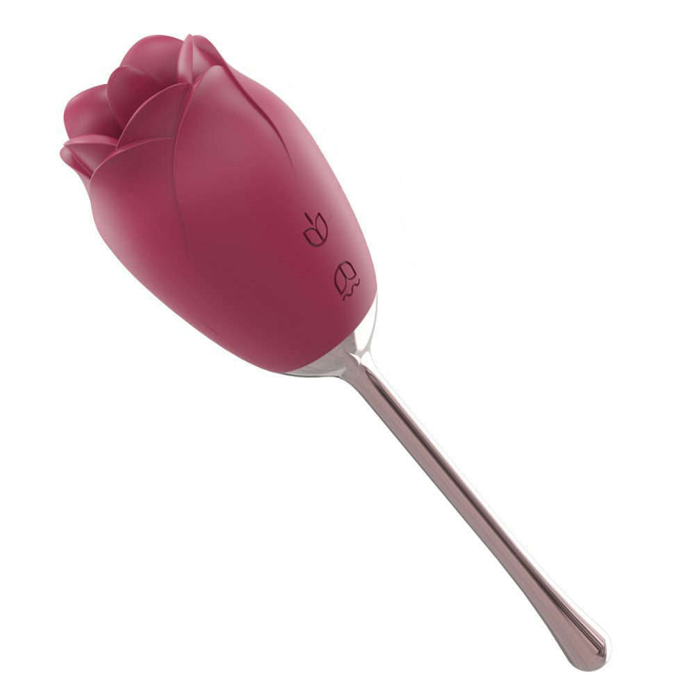 Rose Stick Vibrator Double Stimulation with Tongue Vibrator – product view 2