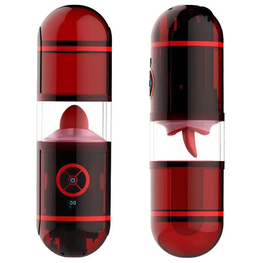 Deep Throat Fully Automatic Electric Masturbation Cup with 12 Vibration Dual Channel Tongue Licking, Water Spray Function Blowjob Toy – product view 6