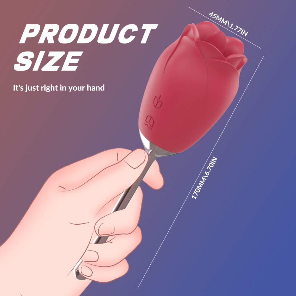 Rose Stick Vibrator Double Stimulation with Tongue Vibrator – product view 3