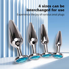4-Pack Metallic Silver Butt Plug Set with Jewelry Base Smooth Metal Butt Plug – product view 2