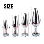 4-Pack Metallic Silver Butt Plug Set with Jewelry Base Smooth Metal Butt Plug – product view 7