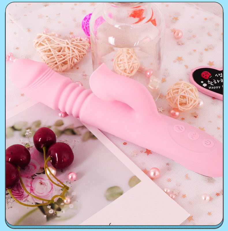 Pink Vibrator Dildo-Tongue Vibrator Heated Silicone Dildo – product view 7