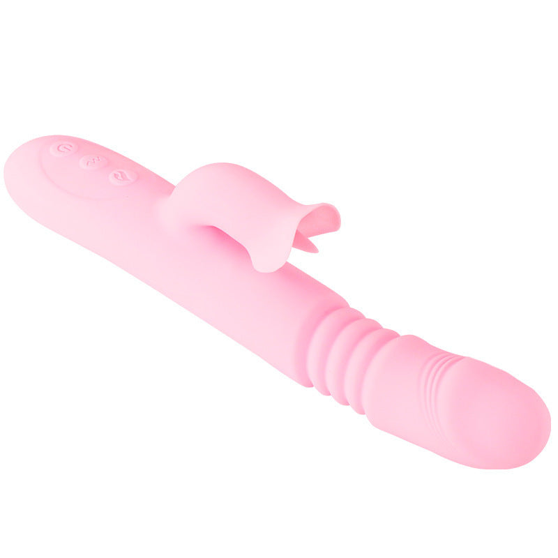 Pink Vibrator Dildo-Tongue Vibrator Heated Silicone Dildo – product view 11