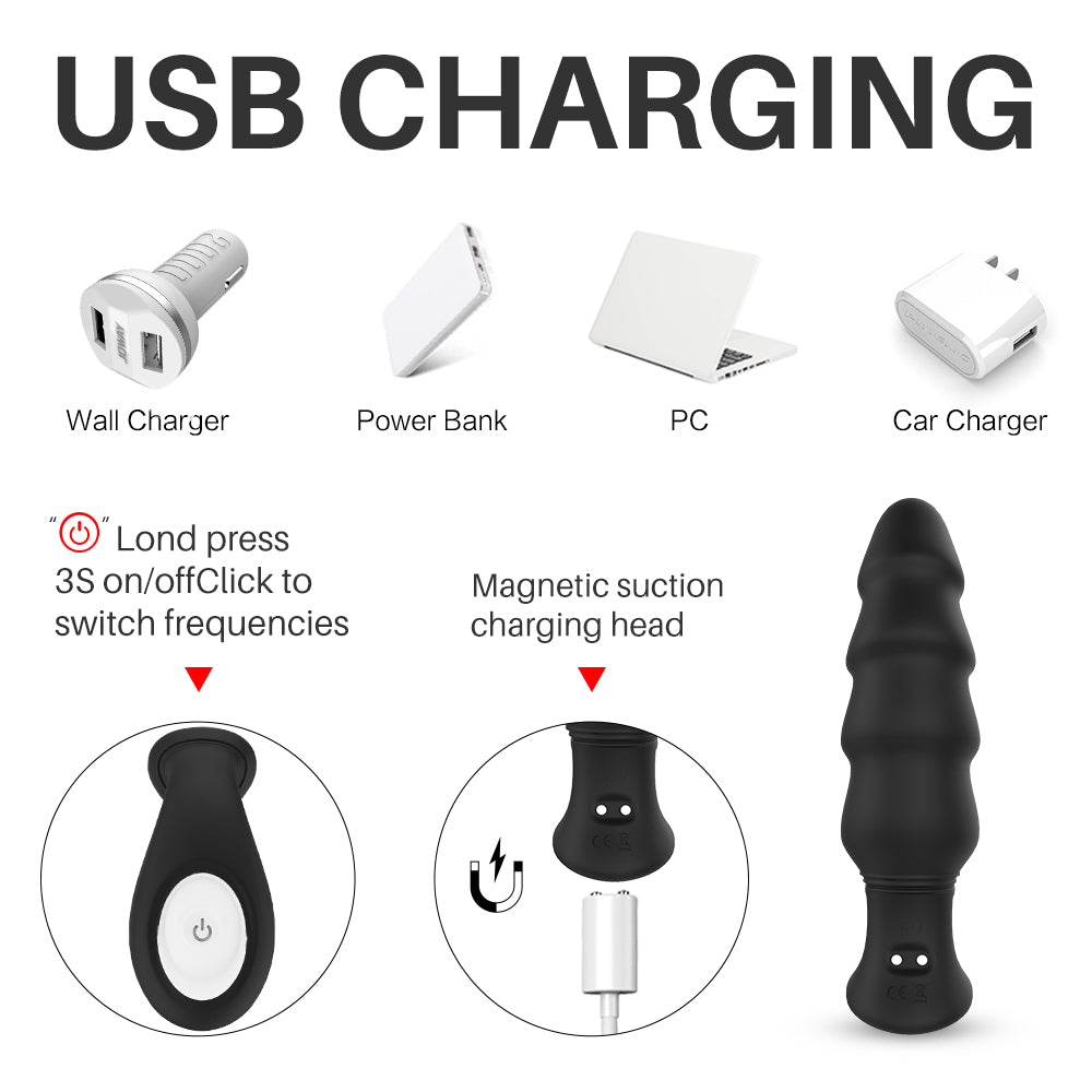 9 Frequency Silicone Vibrating Posterior Anal Plug – product view 5