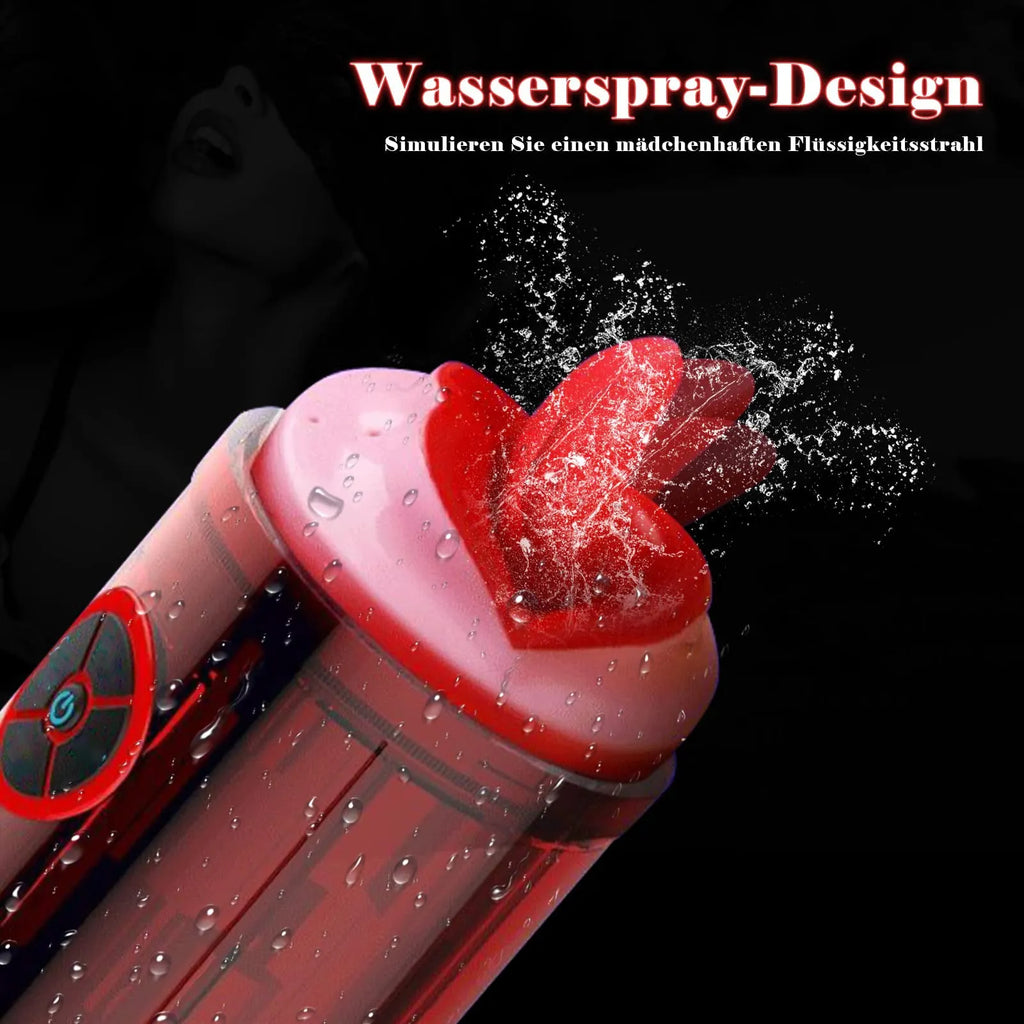 Deep Throat Fully Automatic Electric Masturbation Cup with 12 Vibration Dual Channel Tongue Licking, Water Spray Function Blowjob Toy – product view 3