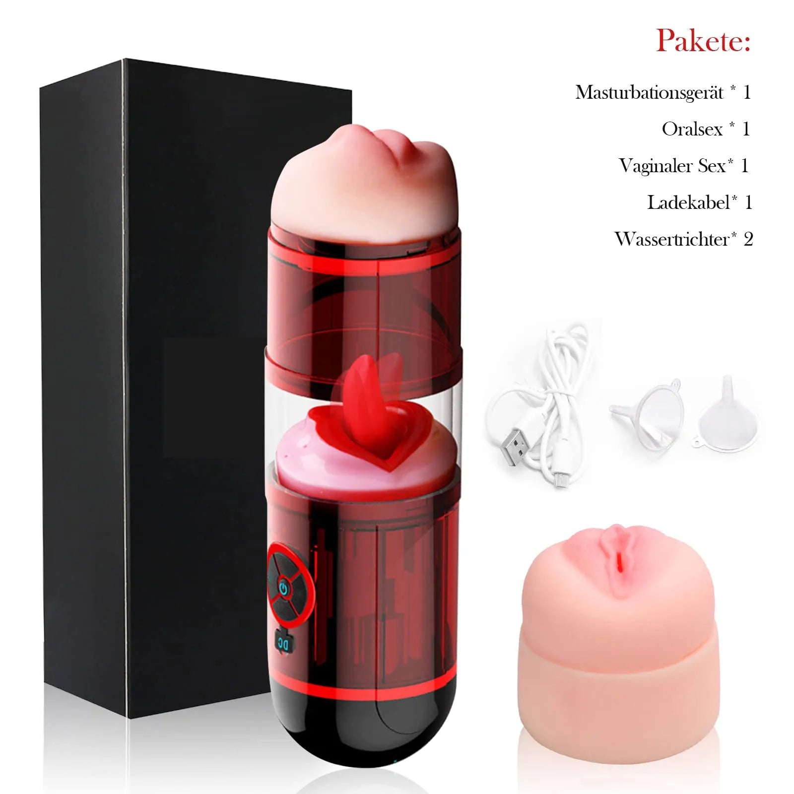 Deep Throat Fully Automatic Electric Masturbation Cup with 12 Vibration Dual Channel Tongue Licking, Water Spray Function Blowjob Toy – product view 5