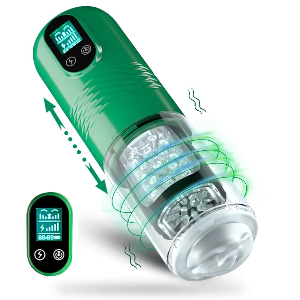 【Best Reputation】3.54'' Diameter Oversized Storm Telescopic LCD Display 6-speed Timing Function Smart Stroker – product view 2