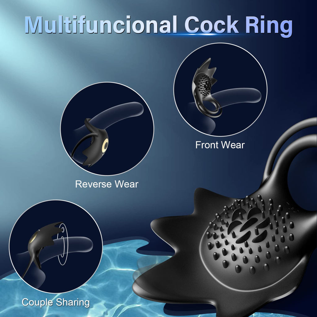Vibrating Cock Ring with 10 Vibration Modes, Couple Penis Ring Glans Training Toy – product view 9