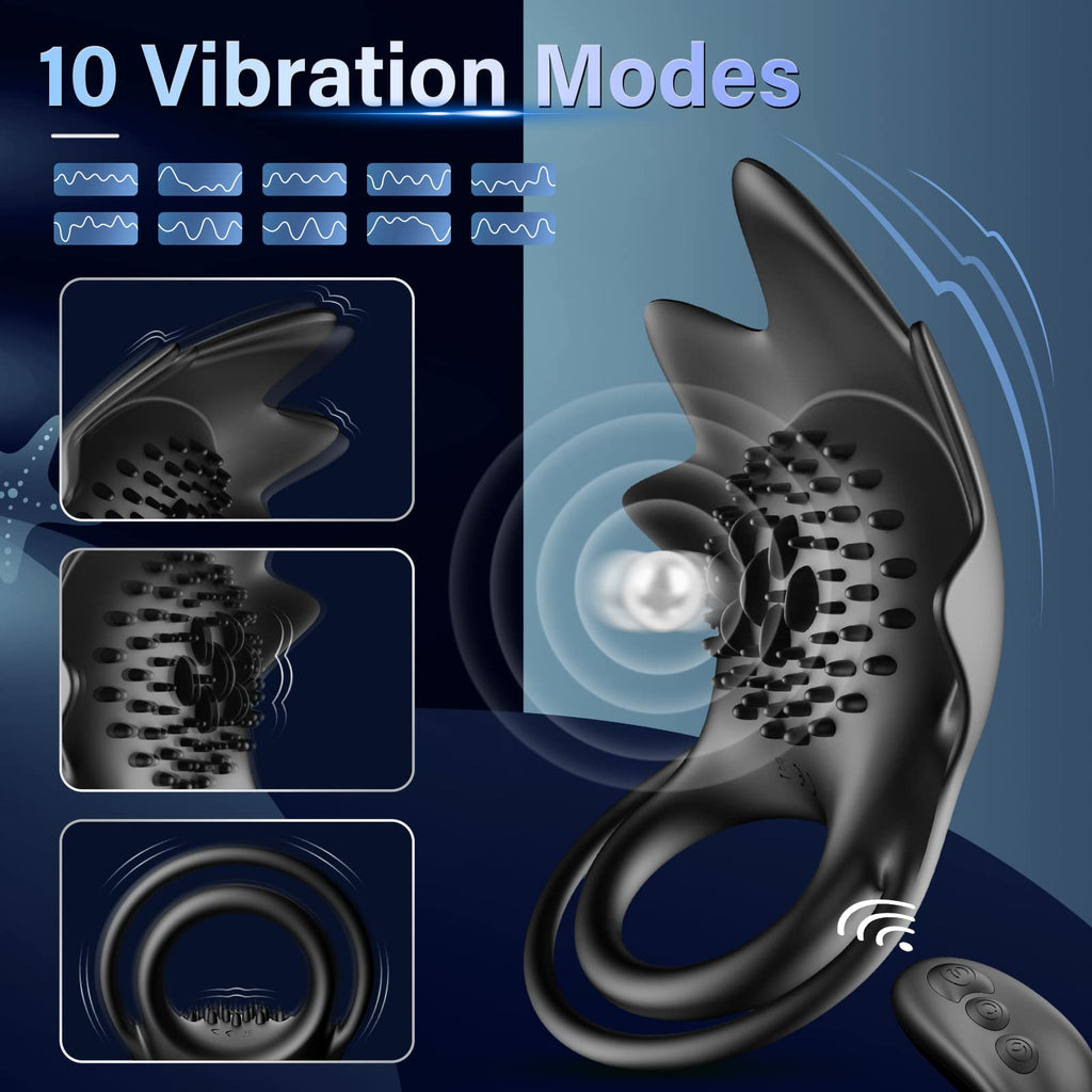 Vibrating Cock Ring with 10 Vibration Modes, Couple Penis Ring Glans Training Toy – product view 10