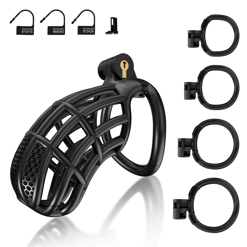 Male Chastity Device Cock - Adult Sex Toy For Male Penis Exercise With 4 Size Rings Invisible Lock And Key – product view 9