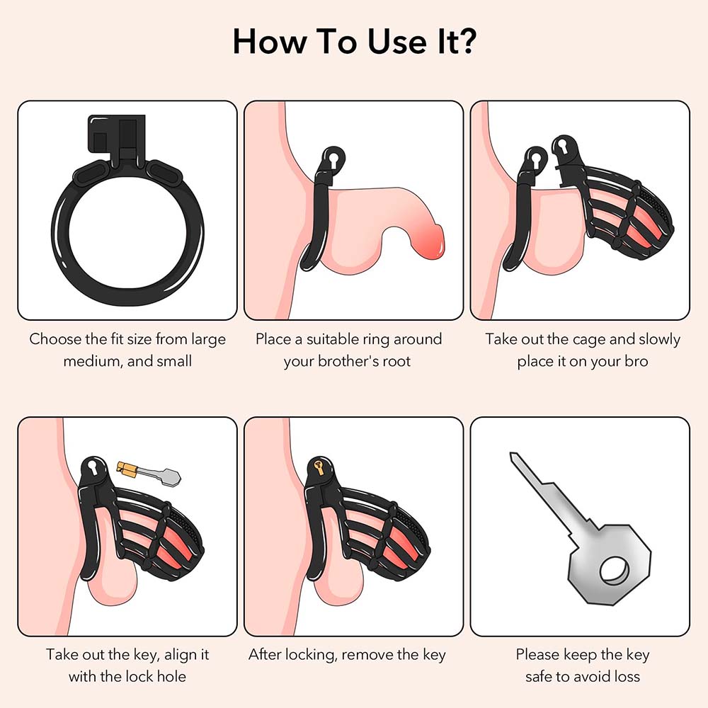 Male Chastity Device Cock - Adult Sex Toy For Male Penis Exercise With 4 Size Rings Invisible Lock And Key – product view 11