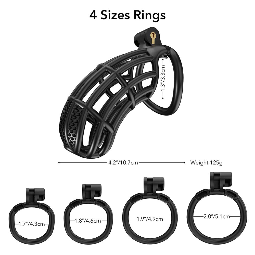 Male Chastity Device Cock - Adult Sex Toy For Male Penis Exercise With 4 Size Rings Invisible Lock And Key – product view 14