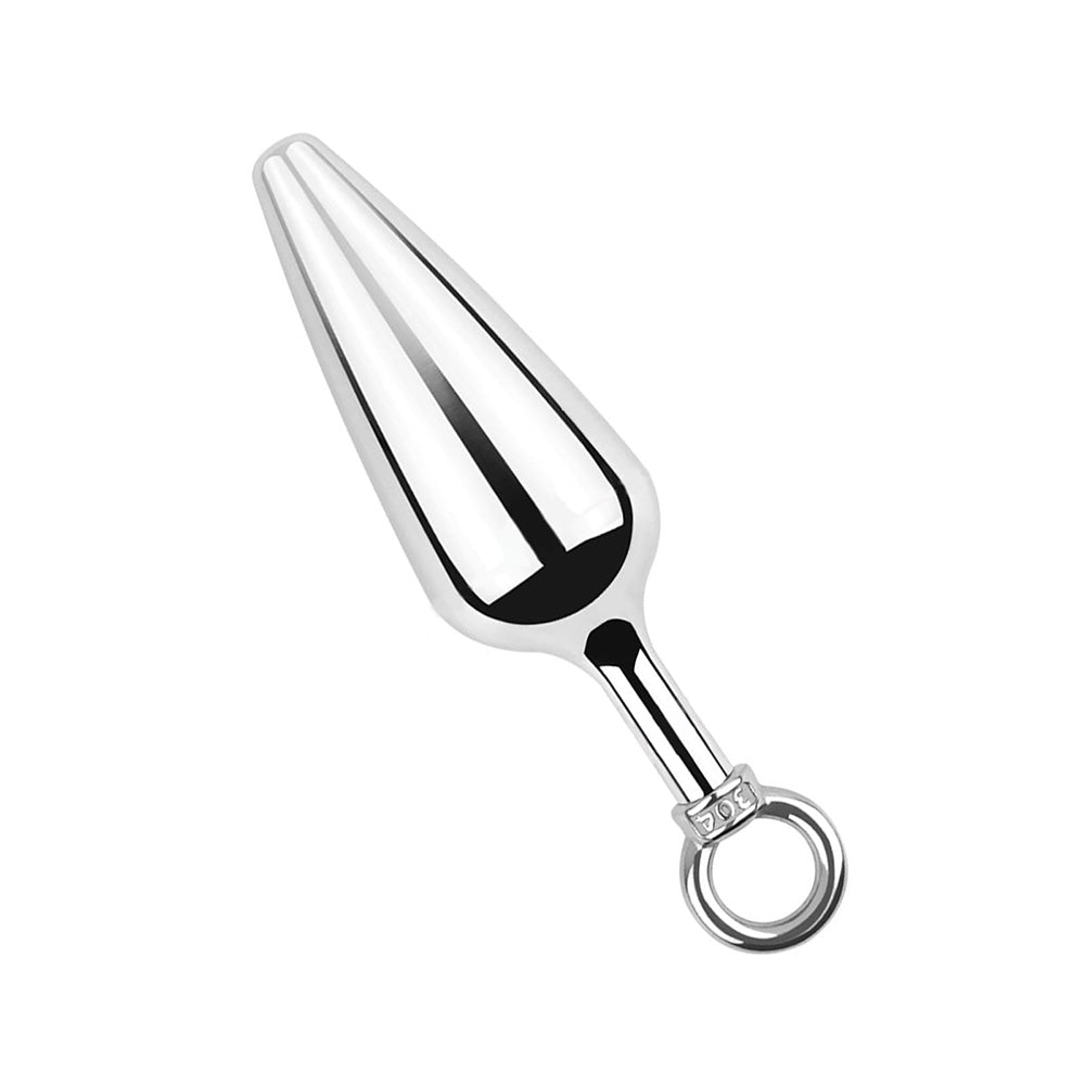 4-Pack Metallic Silver Butt Plug Set With Pull Ring Metal Butt Plug – product view 4
