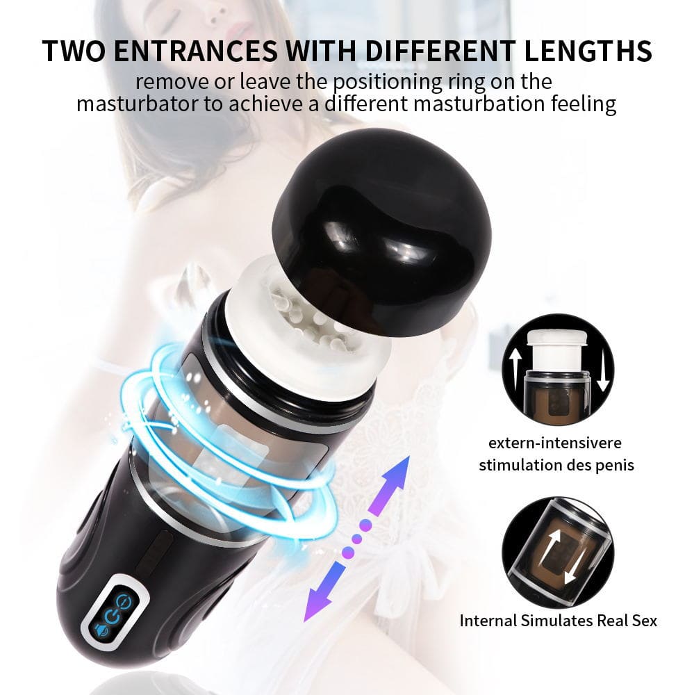 Sprint Male Automatic Stroker - 7 Thrusting Rotation Voice 3D Textured Male Sex Toy with Suction Base – product view 4