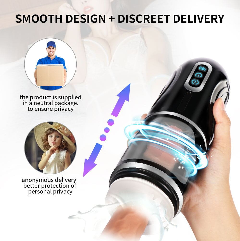 Sprint Male Automatic Stroker - 7 Thrusting Rotation Voice 3D Textured Male Sex Toy with Suction Base – product view 6