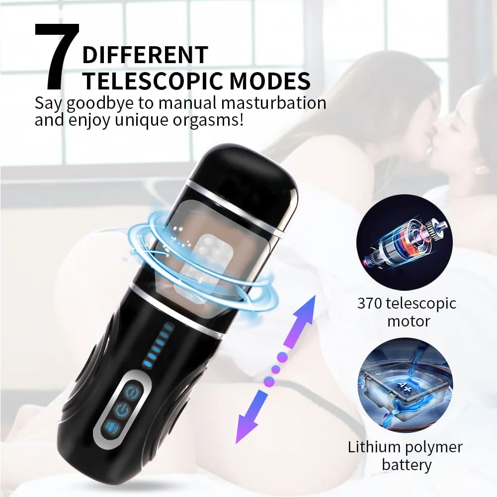Sprint Male Automatic Stroker - 7 Thrusting Rotation Voice 3D Textured Male Sex Toy with Suction Base – product view 3