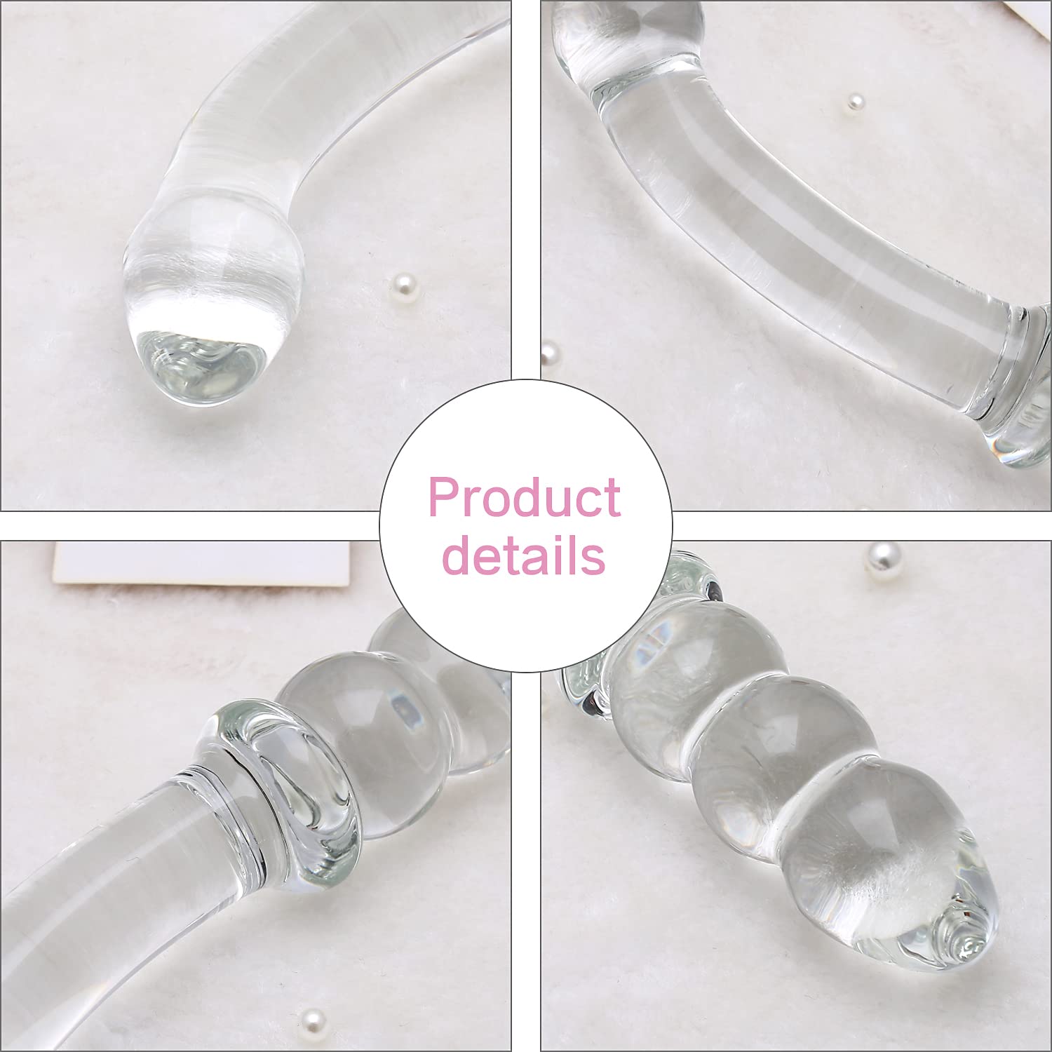 Purple & Pink & Transparent Crystal Glass Dildo G-spot Massager – product view 15
