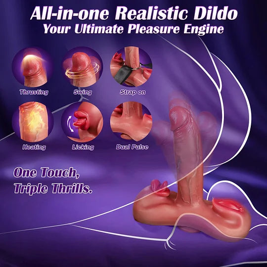 7.5" Thrusting Vibrating Dildo with Heating, 10 Vibration Modes & App/Remote Control