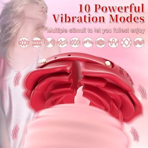 Rose Vibrating Nipple Clamps with Remote Control & 10 Stimulation Modes