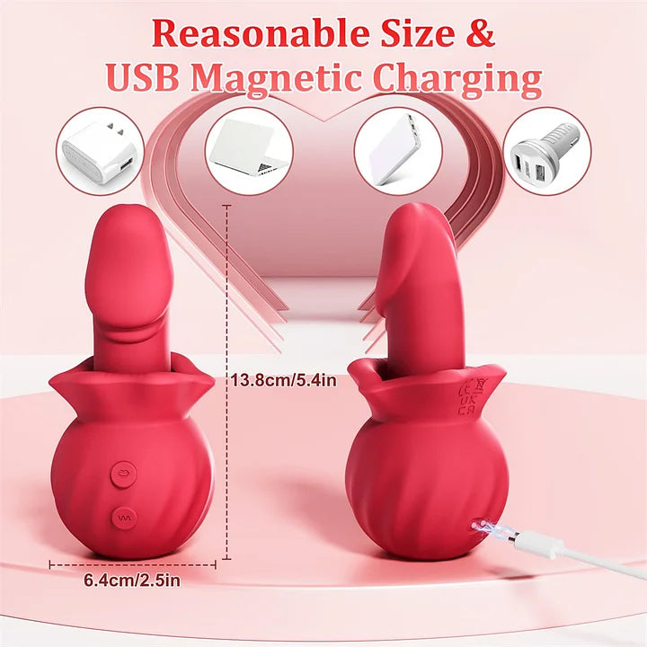 Rose Suction Vibrator: 3 Suction, 10 Wiggling & 10 Vibration Modes