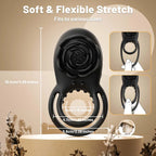 Rose Clitoral Stimulator & Vibrating Cock Ring – 8 Modes Dual Stimulation for Couples