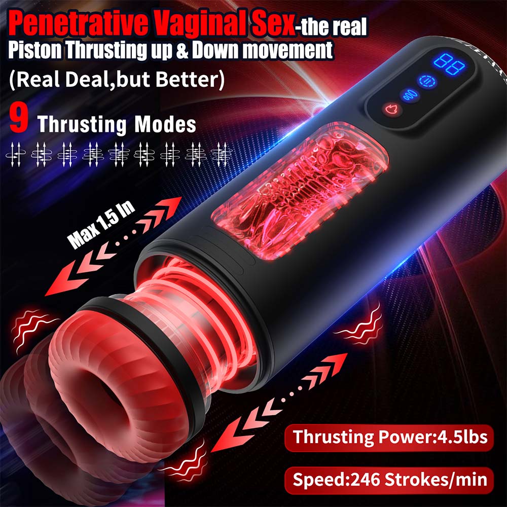 9-Frequency Telescopic Vibration Sucking Voice Heated Aircraft Male Stroker – product view 3