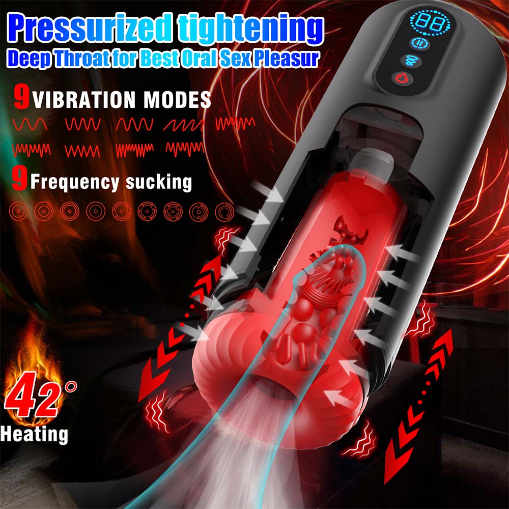 9-Frequency Telescopic Vibration Sucking Voice Heated Aircraft Male Stroker – product view 4