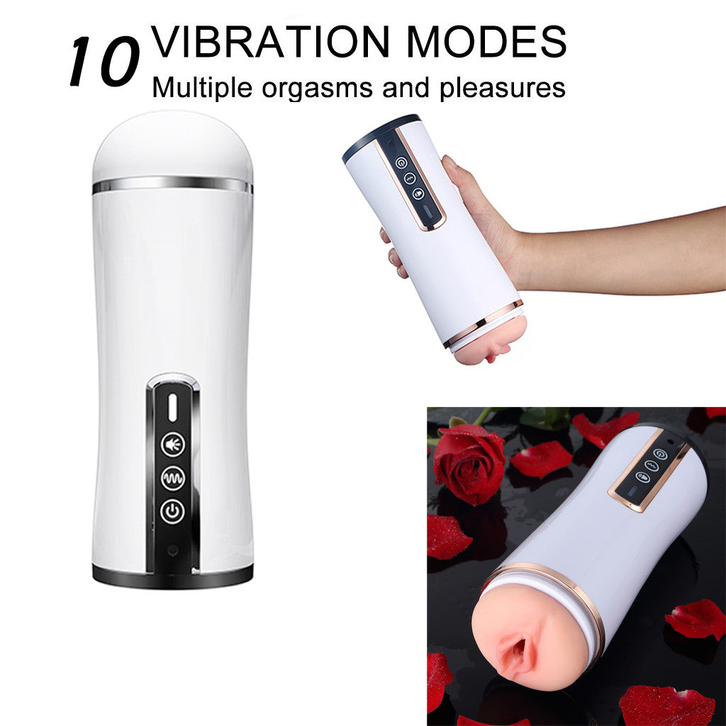 10 Vibrating Deepthroat Oral Sex Silicone Male Stroker — product image 3