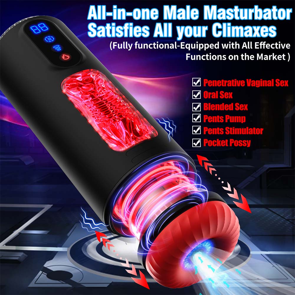 9-Frequency Telescopic Vibration Sucking Voice Heated Aircraft Male Stroker – product view 5