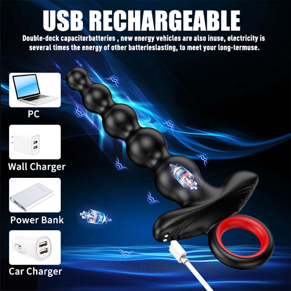 9 Vibration Modes Remote Control Butt Butt Plug Anal Beads Prostate Vibrator – product view 4