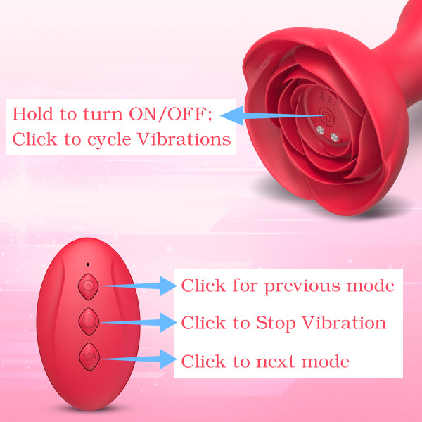Rose Remote Control 10 Frequency Vibration Silicone Anal Plug – product view 6