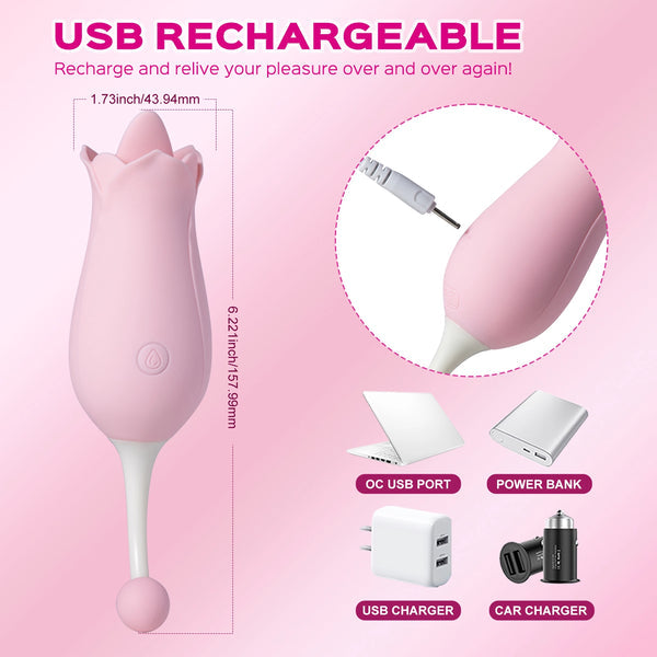 10 Frequency Vibrator Rose Tongue Licking with Vibrating Egg – product view 6