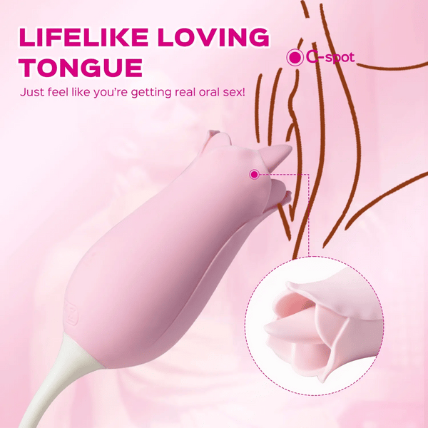 10 Frequency Vibrator Rose Tongue Licking with Vibrating Egg – product view 2