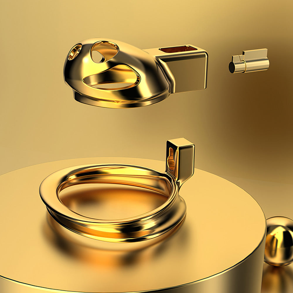 Gold Beatles Men's Penis Training Chastity Cage – product view 2