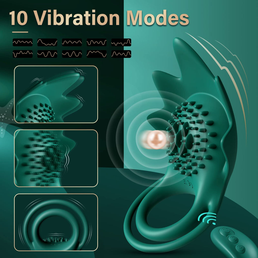 Vibrating Cock Ring with 10 Vibration Modes, Couple Penis Ring Glans Training Toy – product view 4