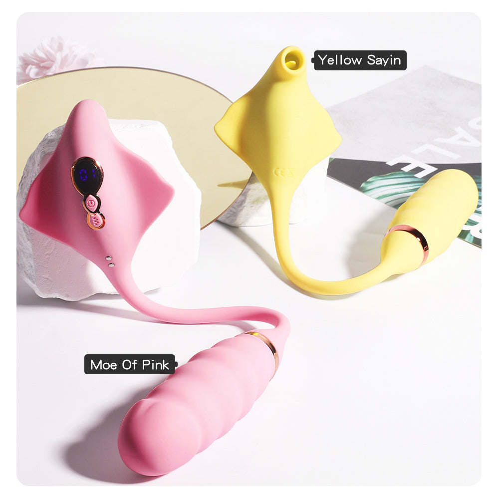2 in 1 Pink Vibrator Vibration Tongue Licking with Vibrating Egg – product view 7