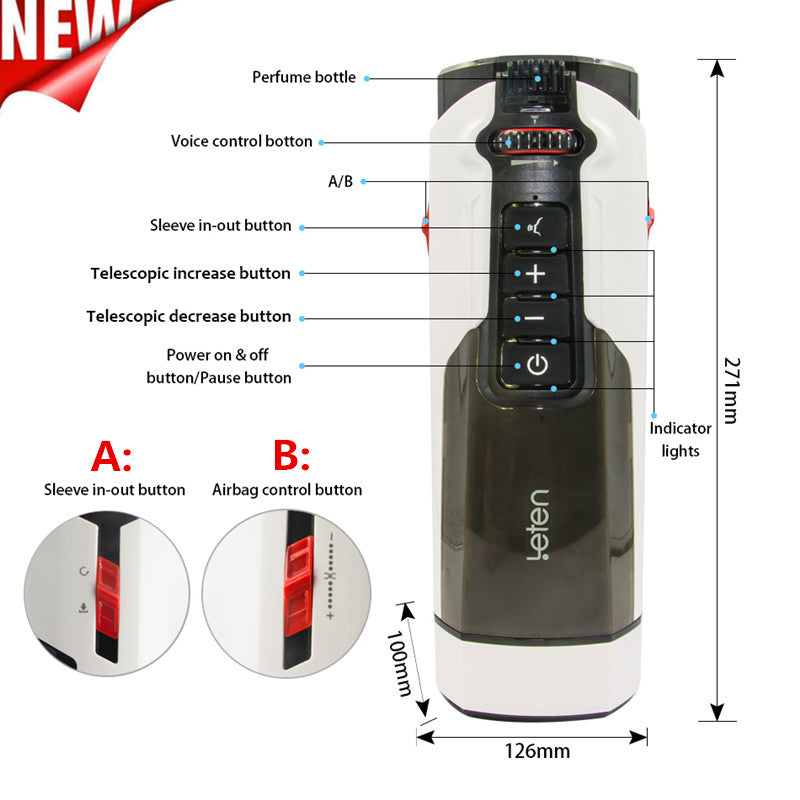 Leten Future Pro 708 1ST Generations 10 Sucking Mode High Speed Rotating Clamp Heated Male Stroker – product view 4